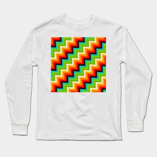 Retro Zig Zag Pattern Long Sleeve T-Shirt